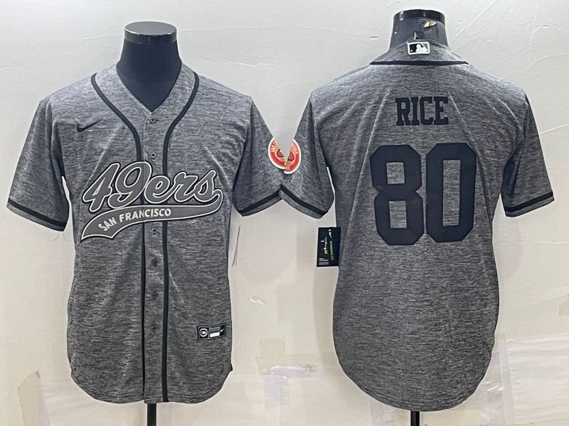 Men San Francisco 49ers #80 Rice Grey hemp ash 2022 Nike Co branded NFL Jersey
